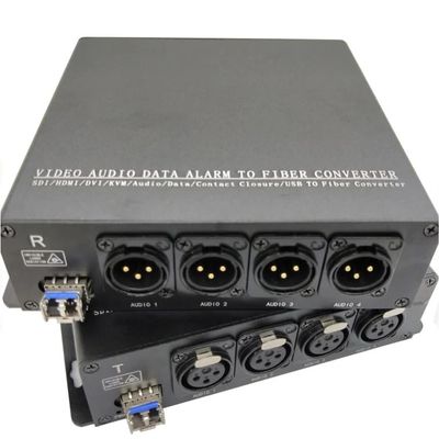 4ChはXLRのコネクターSFPモジュールが付いている繊維のコンバーターに音声のバランスをとった
